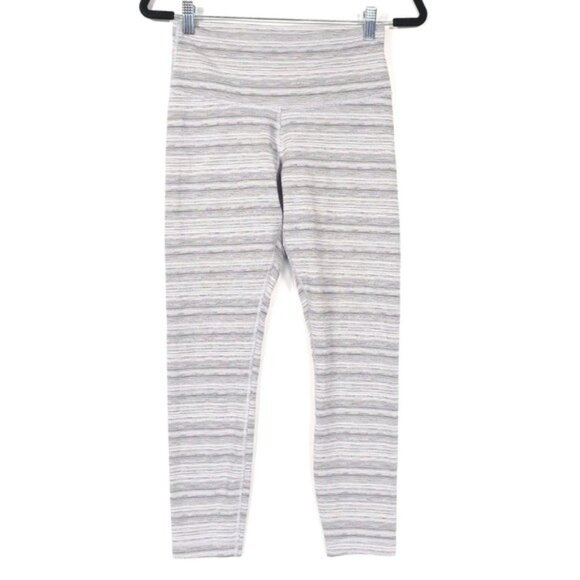 Lululemon Leggings Size 8 High Times Pant Cyber Striped White Silver - Picture 1 of 7